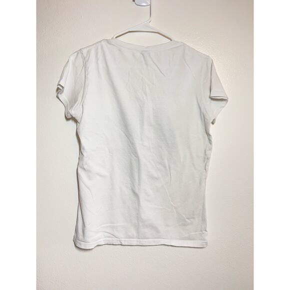 Gildan Tee Keep Him Down To Keep Him Around V-neck Graphic Tee White Medium - Picture 4 of 4